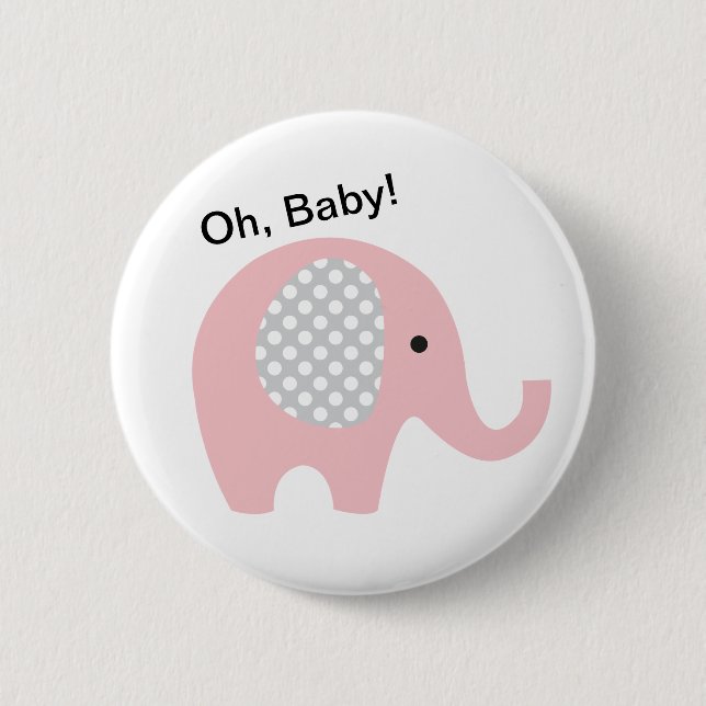 Badge Rond 5 Cm Ah, bébé ! Boutons avec l'éléphant (Devant)