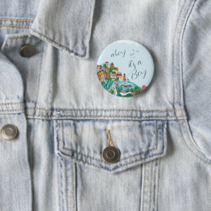 Badge Rond 5 Cm Ahoy c'est une fête baby shower garçon