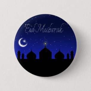 Badge Rond 5 Cm Aïd Moubarak - Bouton de salutation islamique