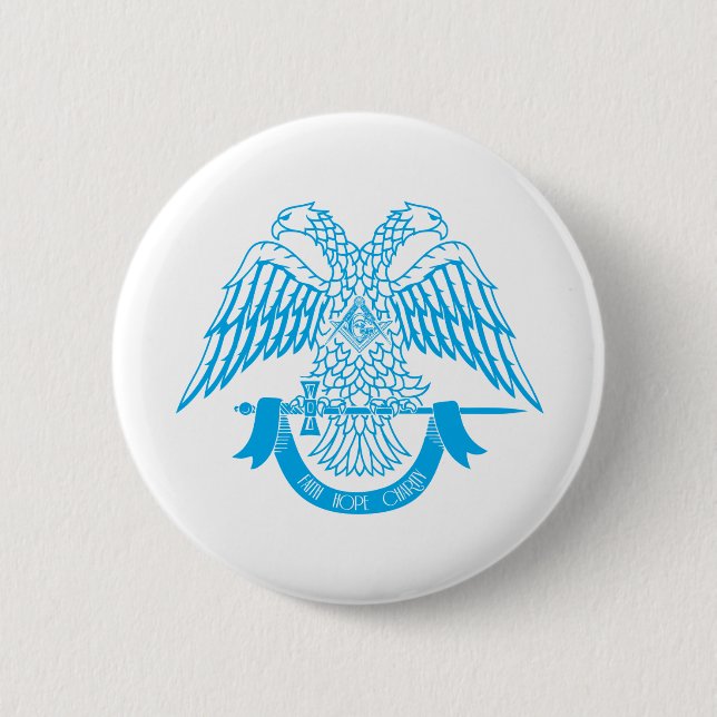 Badge Rond 5 Cm Aigle à deux têtes comme symbole maçonnique (Devant)