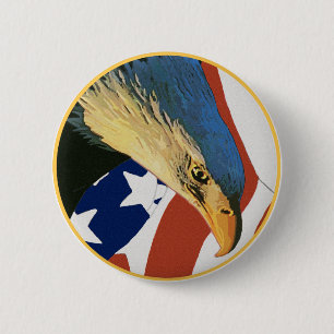 Badge Rond 5 Cm Aigle à tête blanche américaine