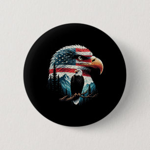 Badge Rond 5 Cm Aigle américain drapeau américain pour le 4 juille