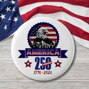 Badge Rond 5 Cm Aigle Américain Patriotique Joyeux 250e Anniversai