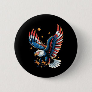Badge Rond 5 Cm Aigle chauve patriotique Drapeau américain 4 juill