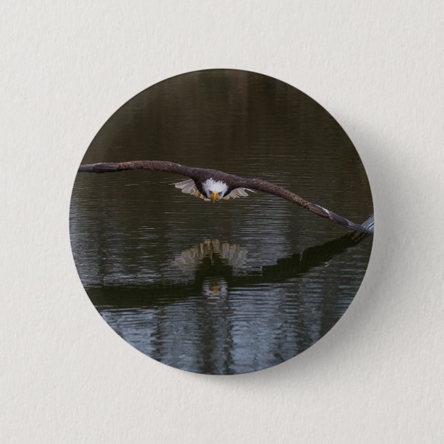 Badge Rond 5 Cm Aigle de Bald en vol (Devant)