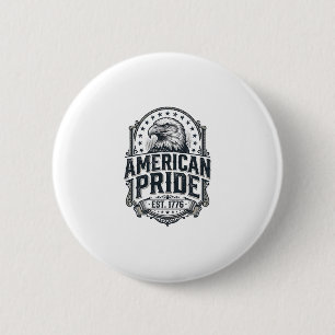 Badge Rond 5 Cm Aigle de fierté américaine Chemise patriotique vin