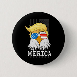 Badge Rond 5 Cm Aigle de l'Amérique 4 juillet Trump Drapeau améric