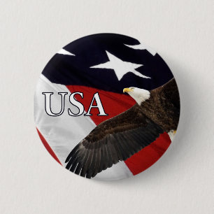 Badge Rond 5 Cm Aigle et Drapeau USA