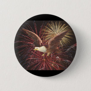 Badge Rond 5 Cm Aigle et feux d'artifice