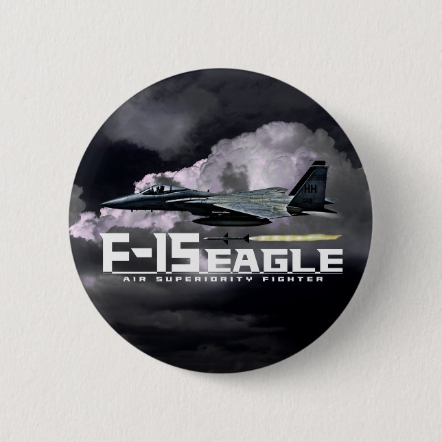 Badge Rond 5 Cm Aigle F-15 (Devant)