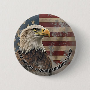 Badge Rond 5 Cm Aigle majestueux et drapeau – Esprit de liberté