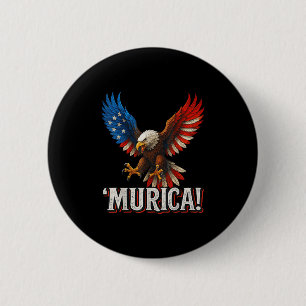 Badge Rond 5 Cm Aigle Murica Bald 4 juillet Patrio américain