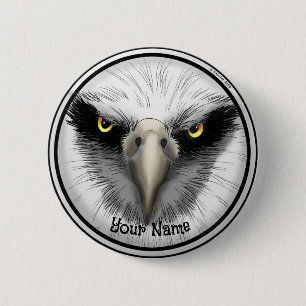 Badge Rond 5 Cm Aigle noir