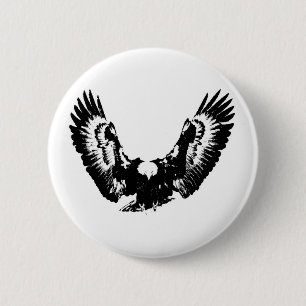Badge Rond 5 Cm Aigle noir et blanc
