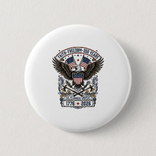Badge Rond 5 Cm Aigle Patriotique 250 Ans Vintage Liberté