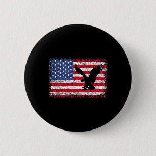 Badge Rond 5 Cm Aigle Patriotique 4 Juillet Drapeau Américain Usa