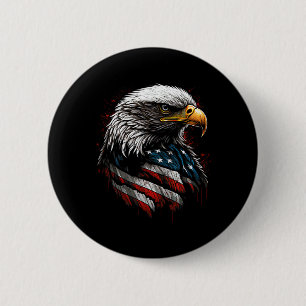 Badge Rond 5 Cm Aigle Patriotique Drapeau Américain États-Unis 4 J