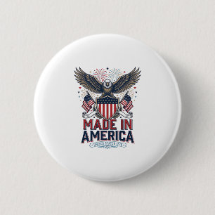 Badge Rond 5 Cm Aigle Patriotique Fabriqué en Amérique Chemise 4 J