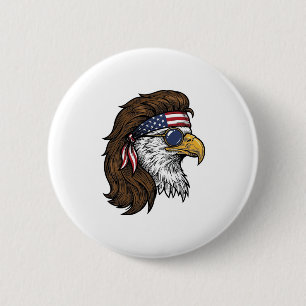 Badge Rond 5 Cm Aigle patriotique mullet gravure vintage vecteur D