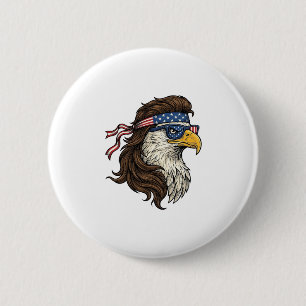 Badge Rond 5 Cm Aigle patriotique Mullet Gravure vintage vecteur D
