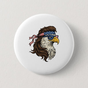 Badge Rond 5 Cm Aigle patriotique Mullet Gravure vintage vecteur D