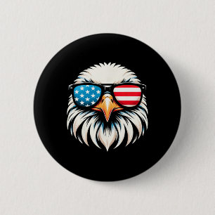 Badge Rond 5 Cm Aigle Patriotique Rouge Blanc Bleu Usa Drapeau Aig