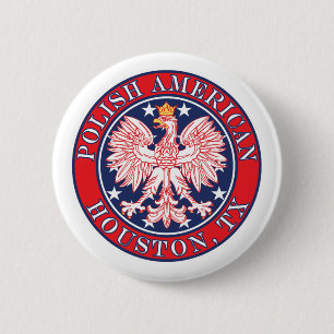 Badge Rond 5 Cm Aigle polonaise américaine de Houston Texas