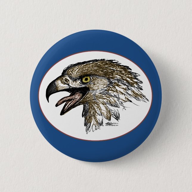 Badge Rond 5 Cm Aigle qui crie (Devant)