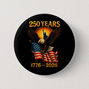 Badge Rond 5 Cm Aigle Rétro Américain 250 Ans USA Patriotique 1776