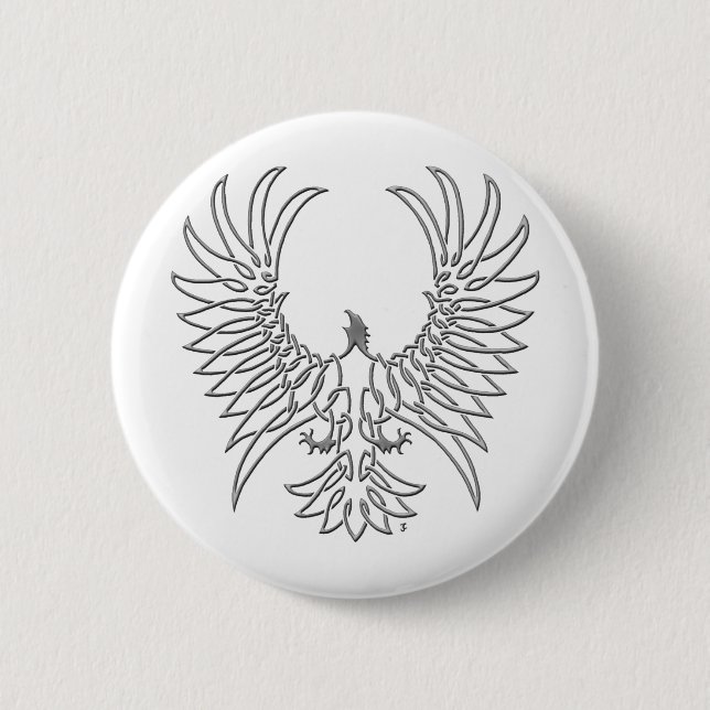 Badge Rond 5 Cm aigle se levant, argent (Devant)