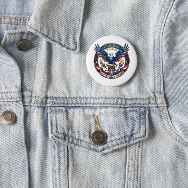 Badge Rond 5 Cm Aigle USA 250 (En situation)