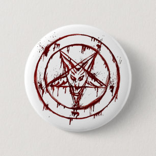 Badge Rond 5 Cm Aiguille de Baphomet à tête de chèvre