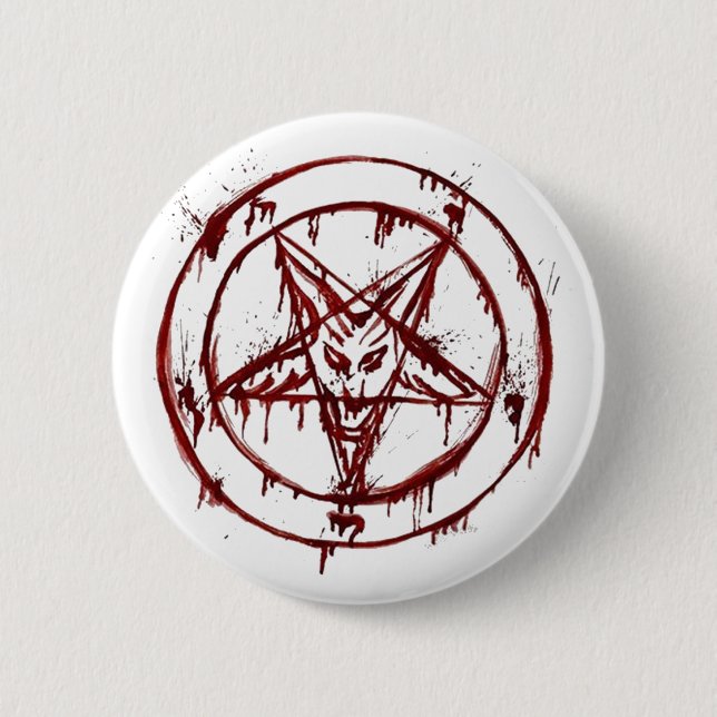 Badge Rond 5 Cm Aiguille de Baphomet à tête de chèvre (Devant)