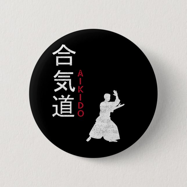 Badge Rond 5 Cm Aikido Arts martiaux japonais (Devant)