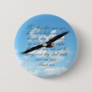 Badge Rond 5 Cm Ailes comme Eagles, bible de chrétien de 40:31
