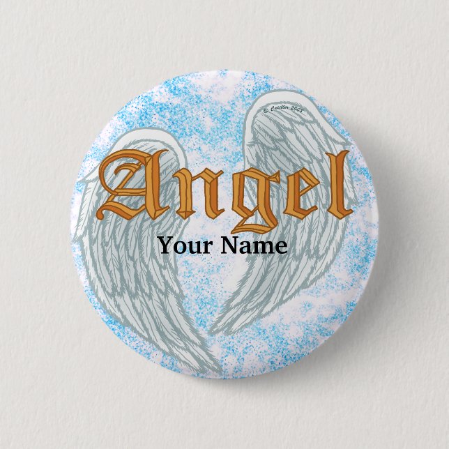 Badge Rond 5 Cm  Ailes d'ange Épinglette  (Devant)