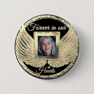 Badge Rond 5 Cm Ailes d'ange mémorial personnalisées Ajouter une p