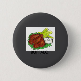 Badge Rond 5 Cm Ailes de poulet BBQ chaud Buffalo Ny New York Céle