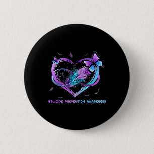 Badge Rond 5 Cm Ailes de sensibilisation au suicide Ange Ruban, Su