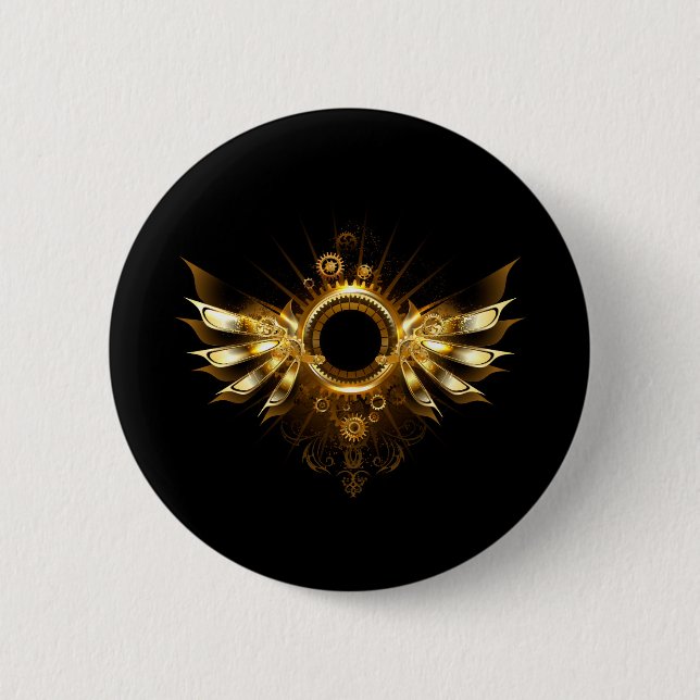 Badge Rond 5 Cm Ailes de Steampunk (Devant)