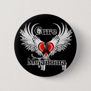 Badge Rond 5 Cm Ailes de tatouage de coeur de mélanome de