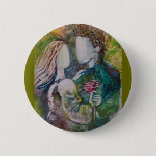 Badge Rond 5 Cm "Aimant du rose"