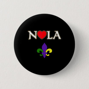 Badge Rond 5 Cm Aime Nola La Nouvelle-Orléans Fleur De Lis Cœur No