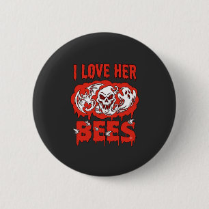 Badge Rond 5 Cm Aime ses abeilles crâne chauve-souris fantôme sang