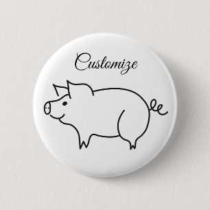 Badge Rond 5 Cm Aimer Cochon animal Thunder_Cove