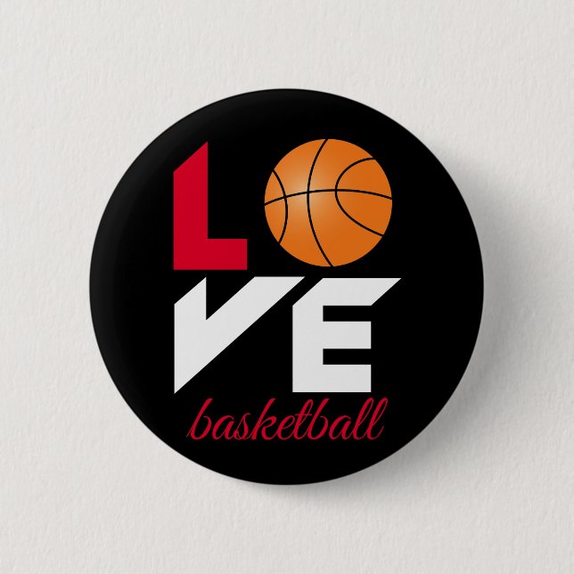 Badge Rond 5 Cm Aimer le basket-ball (Devant)