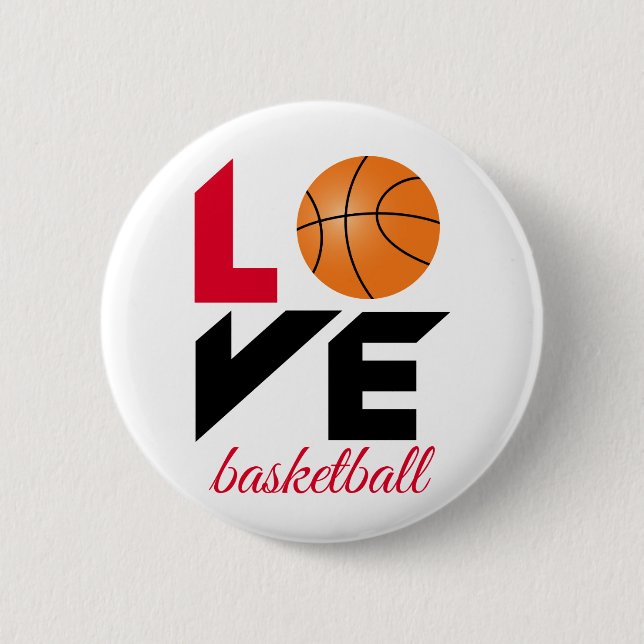 Badge Rond 5 Cm Aimer le basket-ball (Devant)