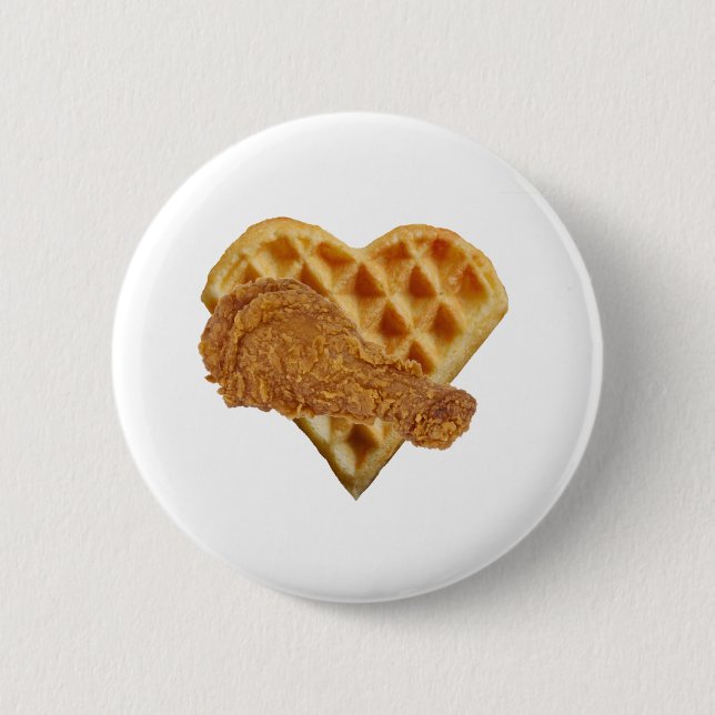 Badge Rond 5 Cm aimer les gaufres de poulet (Devant)