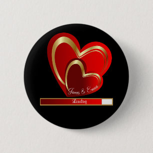 Badge Rond 5 Cm Aimer mignon Chargement Coeurs rouges Mariage pers