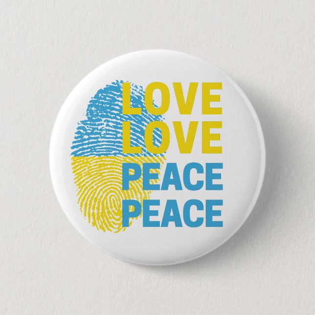 Badge Rond 5 Cm Aimer Paix Ukraine Soutien Ukraine (Devant)